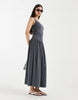 & Other Stories fitted bodice maxi jersey dress in dark gray