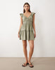 Miss Selfridge flutter sleeve smock dress in khaki