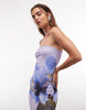 Kaiia exclusive slinky mesh bandeau maxi dress in lilac floral