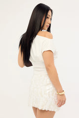 Luck & Trouble Cyrpus Sequin Mini Skirt White