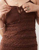 Miss Selfridge lace and ruffle detail midi dress in chocolate