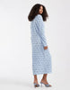 Pieces long sleeve plisse midi dress in ditsy blue floral print
