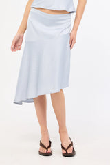 Perfect Stranger True Romance Satin Midi Skirt Ice Blue