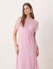 high neck hanky hem chiffon maxi dress in sugary pink