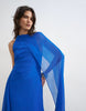 Topshop draped hem chiffon occasion midaxi dress in cobalt