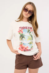 Perfect Stranger Costa Del Sol Oversized Graphic Tee White
