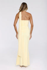 Pretty Whisper Halter Mesh Maxi Dress Yellow