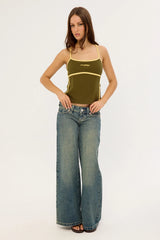 Rusty Freo King Fitted Top Khaki/Pale Banana