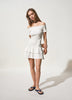Mango Teen crinkle off shoulder mini dress with ruffle hem in white