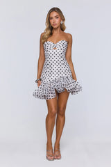 Trends In Focus Strapless Polka Dot Mini Dress White