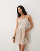 Iisla & Bird mini dress with picot trim in taupe