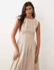 ARRANGE cinched waist pleated maxi dress in stone