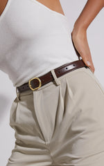 Kristen Rectangle Buckle Belt in Brown