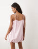 poplin puff mini sundress with tie straps in sugary pink