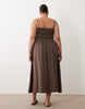 Brave Soul Curve strappy shirred sundress in brown
