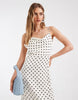 ONLY satin maxi dress in white polka dot