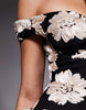 ASOS LUXE Jacquard Mini Dress with ruched skirt detail in black and cream