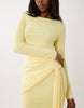 mesh long sleeve maxi dress in lemon