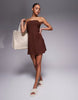 bandeau mini swing dress in brown