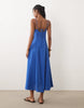 Mango seam detail strappy maxi dress in electric blue