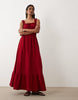 Miss Selfridge seersucker shirred detail maxi dress in cherry red