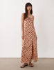 Miss Selfridge tie front maxi dress in floral plaid print