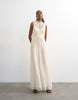 Topshop chiffon sleeveless maxi dress with ruched artwork in ecru