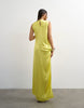 Topshop satin sleeveless knot side maxi dress in lime