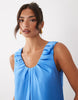 YAS ruched strap satin maxi dress in marina blue
