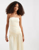 JJXX ruched strapless maxi dress in butter yellow