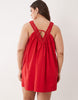 Curve poplin v-neck mini smock sundress with lace overlay in tomato red