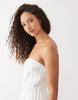 strapless maxi sundress with full skirt in stripes