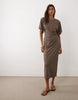 Mango T-shirt dress with twist detail in khaki