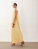 crinkle scoop neck maxi dress with scarf detail in yellow