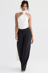 ivory satin wrap neck bodysuit