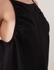 gathered detail square neck mini jersey sundress in black
