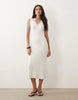 Mango compact knit sleeveless midi dress in white
