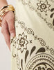 scoop neck bias cut maxi dress in yellow bandana print