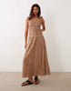Esmée tie strap beach maxi dress in pink & green gingham