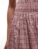 COLLUSION square neck shirred midi dress in pink plaid