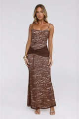 Pretty Clubhouse Lace Maxi Dress Brown