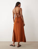 Miss Selfridge linen mix halter maxi dress in rust