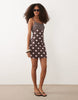 color block cami mini dress in polka dot print