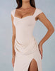 Oh Polly modal sweetheart neck cap sleeve draped detail maxi dress in ivory