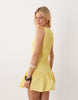 shirred drop waist mini dress in buttermilk