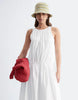 & Other Stories pure cotton trapeze midaxi dress with dropped waist in white
