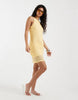 Vero Moda stretch floral lace sleeveless slash neck mini dress in golden yellow