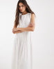 Vero Moda Tall poplin pleated waist sleeveless midaxi dress in white