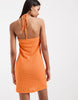 Vero Moda halterneck knit mini dress in sunset orange