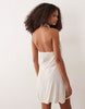 viscose-linen blend halter neck wrap mini sundress in oat